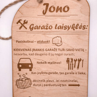 Personalizuotos garažo taisyklės iš faneros